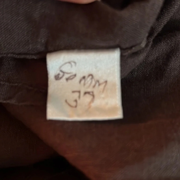 Talbots Chocolate Brown Irish Linen Button Up Shirt XL Pleating Details Collared - Picture 8 of 8